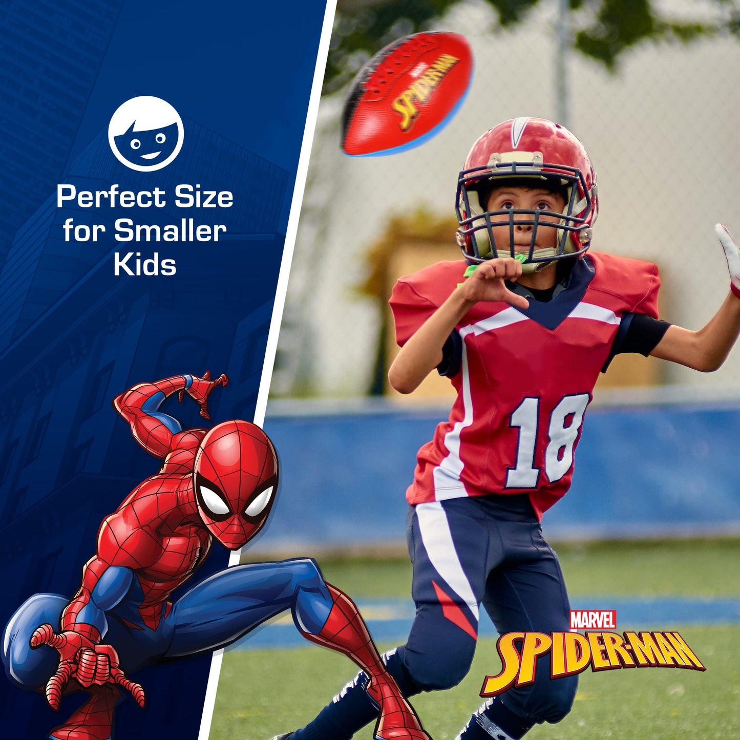 Marvel Avengers Spider-Man Youth Football, Small Mini Peewee Futbol for Kids, Size 5, Red