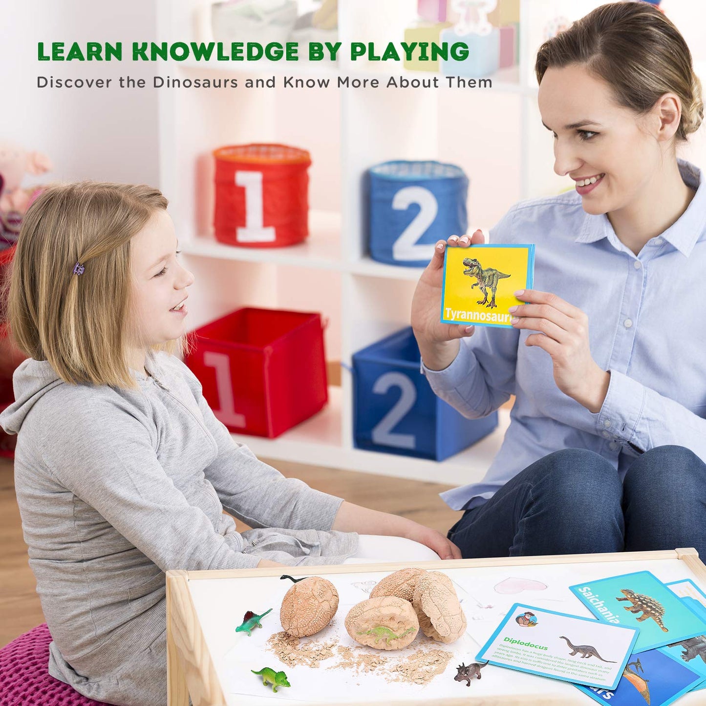 Dig Up Dinosaur Fossil Eggs, Easter Digging Toy for Kids 3-5 6-12