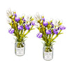 2 Pieces Realistic Miniature Flower Vases with Dark Purple Jasmine - Handmade 1:6/1:8 Scale Dollhouse Accessories, Fairy Garden Ornaments, DIY Craft
