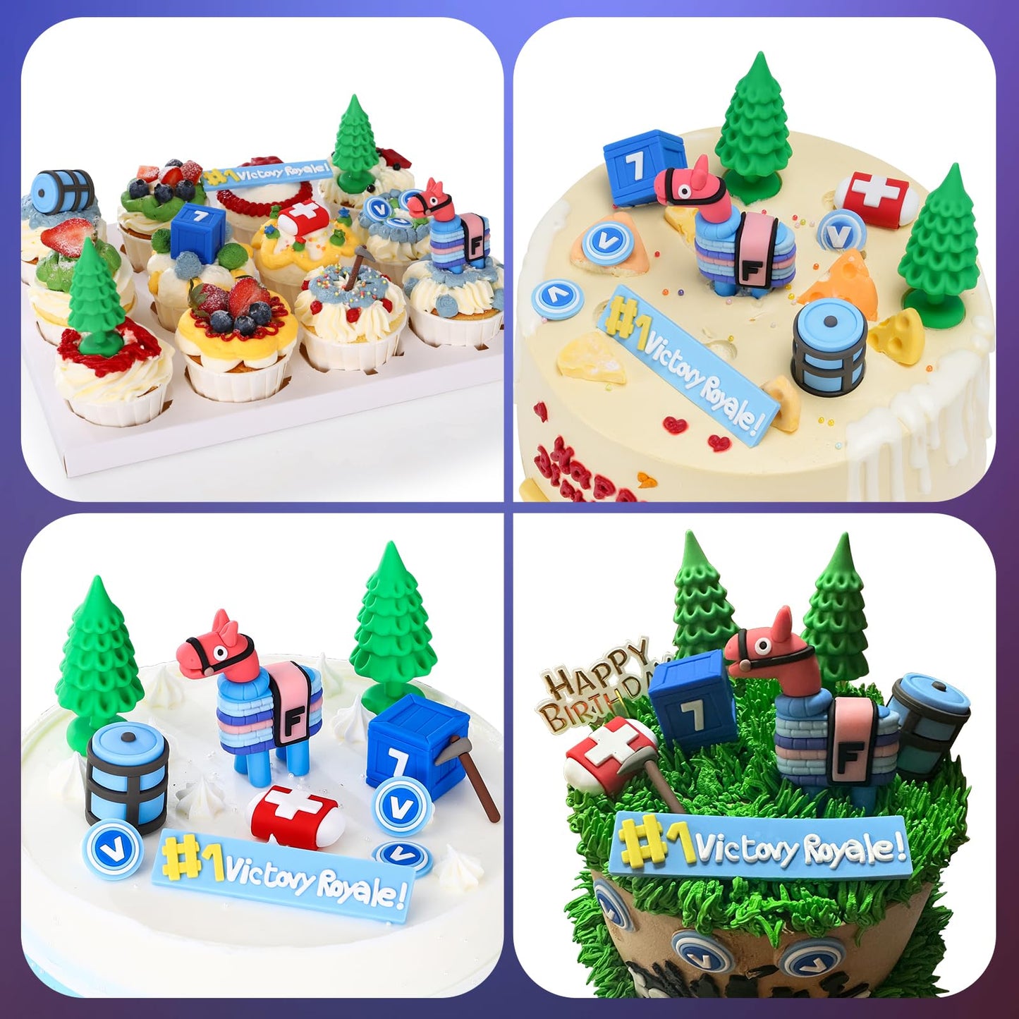 Video Game Cake Toppers - 11 Piece Set for Themed Birthdays - Enhanced Party Decorations