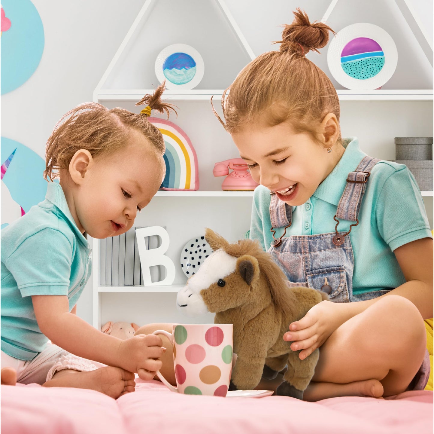 DolliBu Standing Brown Horse Plush - Super Soft Stuffed Animal Horse, Cute Realistic Stuffed Animal Toy for Boys and Girls, Adorable Plush Toy Gift