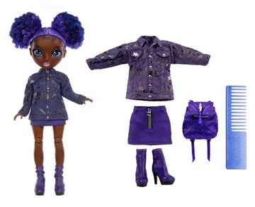 Rainbow High Jr High Series 2 Krystal Bailey- 9" Purple Posable Fashion Doll with Designer Accessories and Open/Close Backpack. Great Toy Gift for