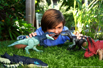 Mattel Jurassic World Wild Roar Dinosaur Toy with Sound & Attack Move, Eocarcharia Posable Action Figure Includes Digital Play, 11 inches Long