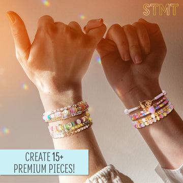 STMT DIY Beaded Jewelry Kit - Makes 15 Premium Pieces, Includes Bracelet Making Supplies, Letter Beads, Enameled Charms, Great Teen Girl Gifts
