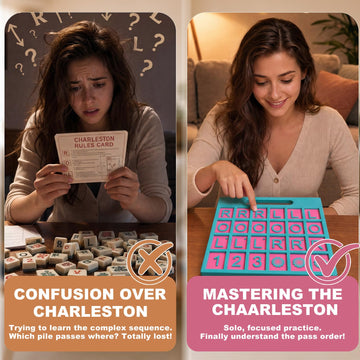 Eccentfit Mahjong Solo Practice Board - 2026 Solo Training Tool for Charleston Passing Sequence - Mahjong Learning Aid for Left, Right, Across Tiles