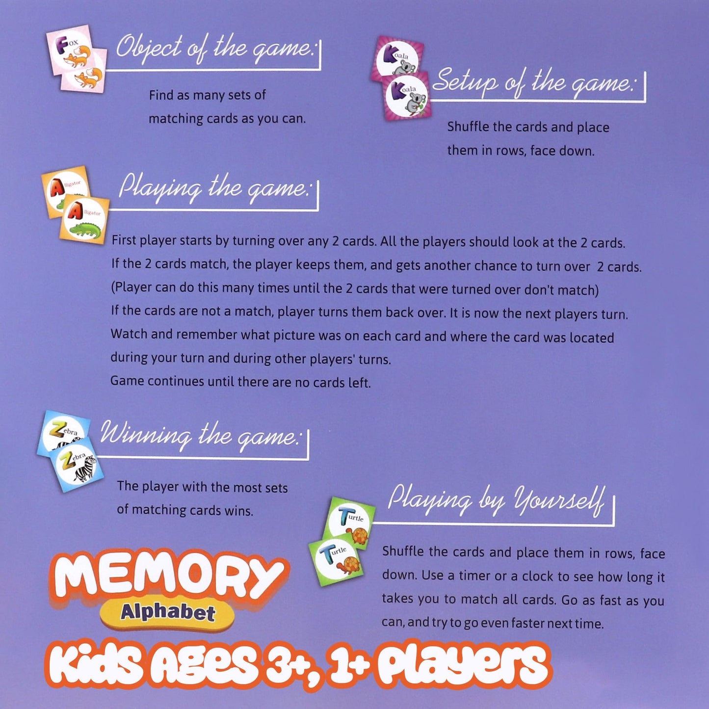 Point Games Memory Game for Kids, Matching Card Games, Flash Cards - Educational Toys - Preschool Learning - Birthday Gift for Boys & Girls Ages 3+