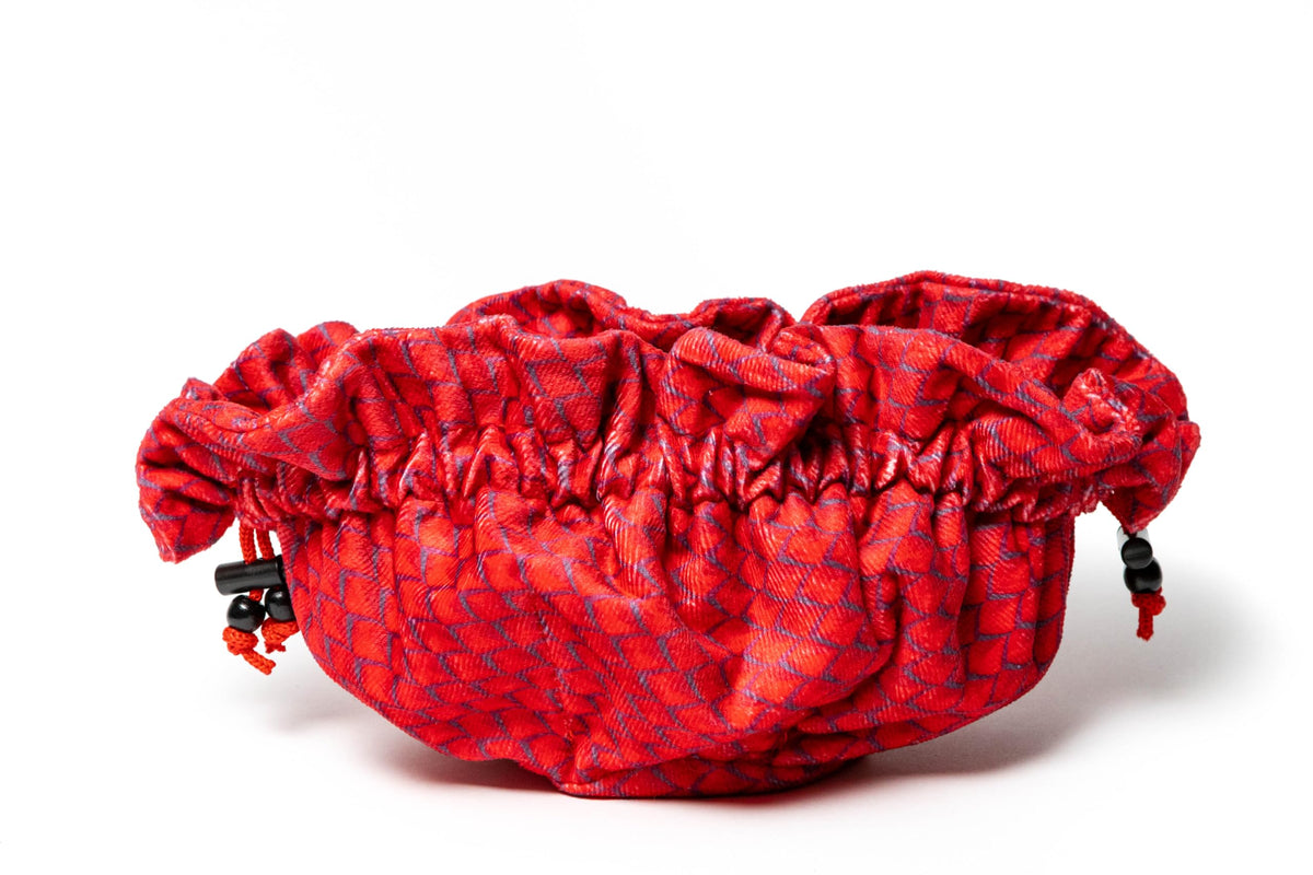 FanRoll Dragon Storm Velvet Compartment Dice Bag: Red Dragon Scales