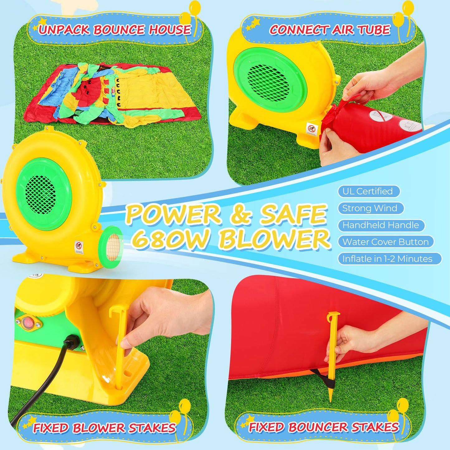 Whubefy Bounce House for Big Kids 8-12, 18 x 8.2FT Kids 3-6 Inflatable Obstacle Course w/Dual Tunnels, Large Slide, Climbing, Obstacles and Bounce