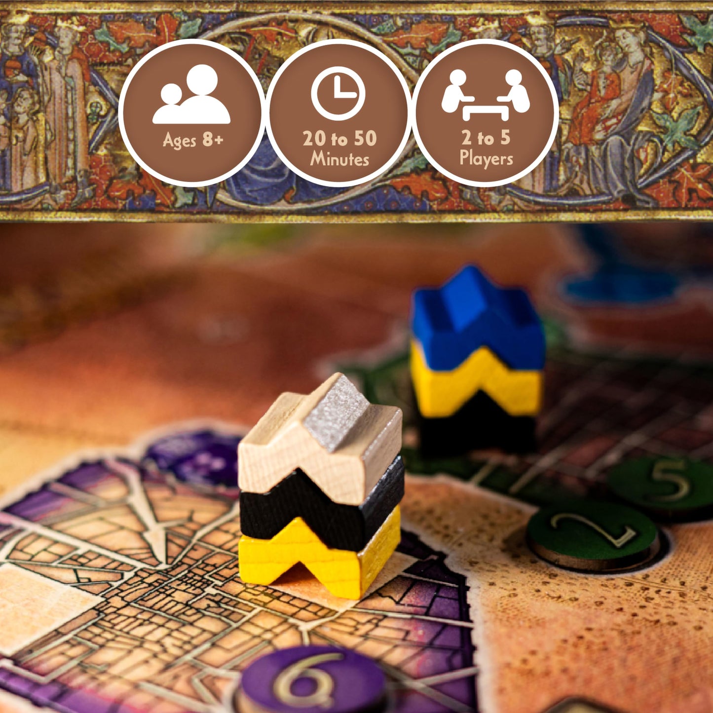 Patrician Towers of Influence - Medieval Area Control Tower Building Strategy Board Game for Family Game Night Gateway Board Game for Kids, Teens,