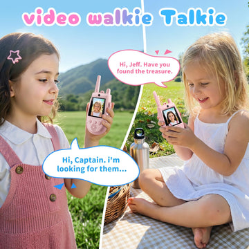 2 Pack Walkie Talkies for Kids, Rechargeable Kids Video Walkie Talkies with Camera & Voice Changer, Long Range Video Chat Toy for Age 3-12, Indoor