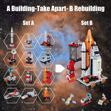 AESGOGO STEM Space Toys for 6 7 8 9 10 11 12 Year Old Boys Girls, Space Shuttle Rocket Launch Center Building Sets Toy Kits, Best Gifts for Kids Ages