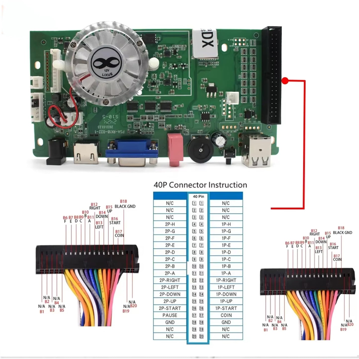 26800 in 1 PCB Game Board Arcade Multigame Motherboard 1280x720 3D Saga Box DX 3/4 Players VGA HDMI for Retro Console (9800 in 1)
