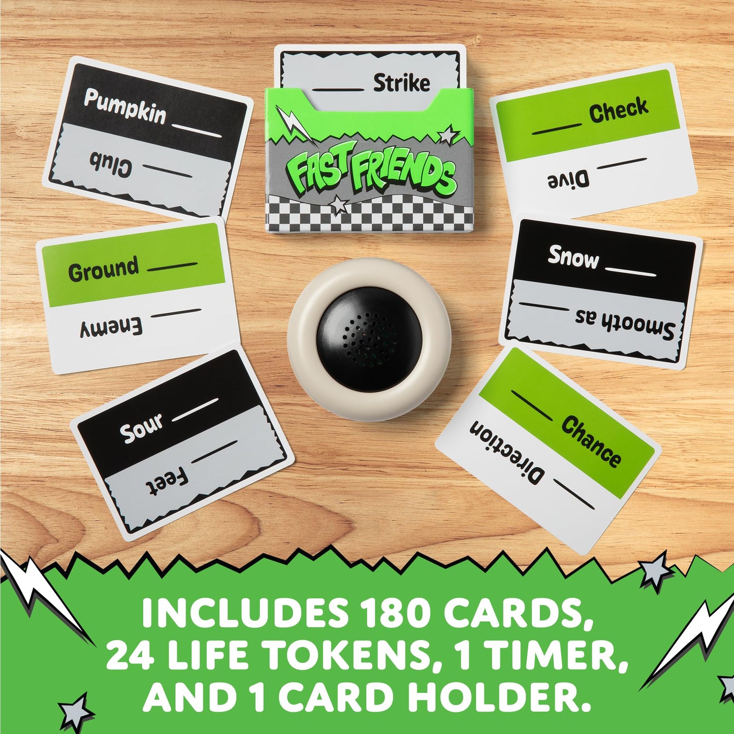 Exploding Kittens Fast Friends Party Game - Speed-Guessing Card Game with Timer, Life Tokens & Card Holder, Family Game Night, Ages 7+, 2-8 Players