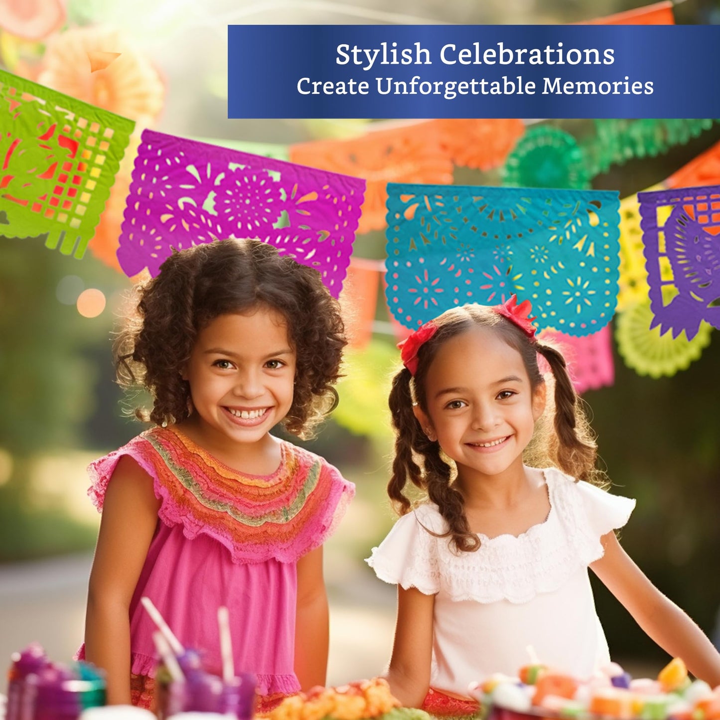 Papel Picado Banner 5-pk - Mexican Party Banners - Fiesta Party Decorations
