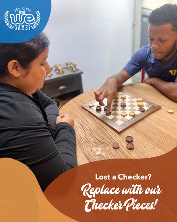 WE Games Wooden Checkers Pieces Only (1.5 inch), Checker Board Game & Backgammon Pieces, 24 Brown and Natural Stained Stackable Ridges