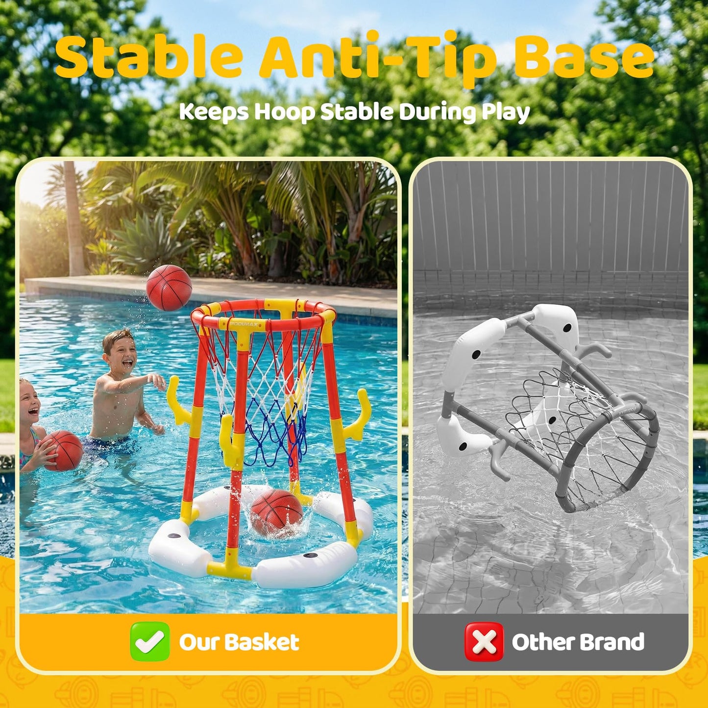 PodiuMax 2-in-1 Pool Basketball Hoop & Ring Toss Toys for Kids 4 5 6 7 8 9