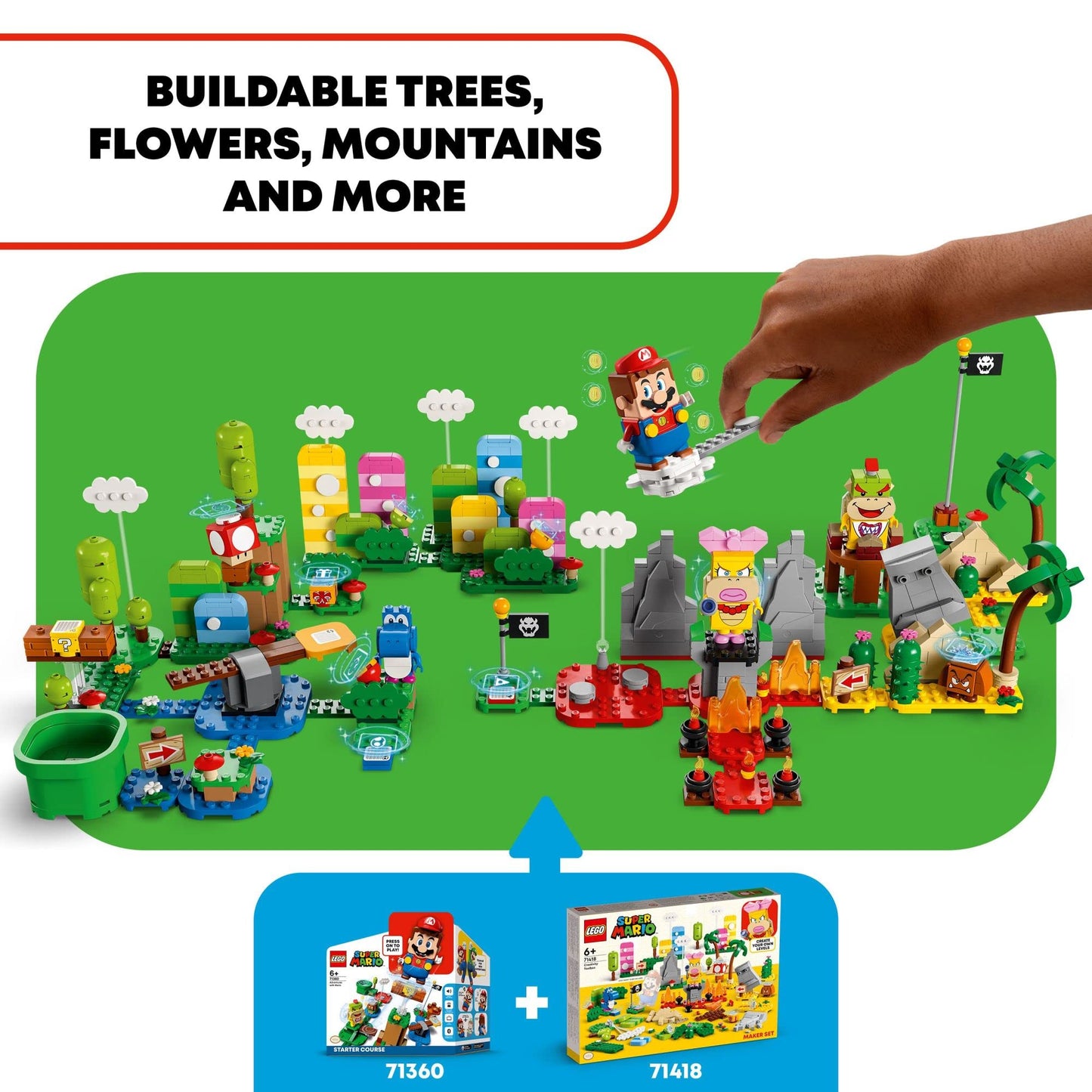 LEGO Super Mario Creativity Toolbox Maker Set 71418, Create Your Own Levels with Figures, Grass, Desert and Lava Builds, Starter Course Expansion, Toy