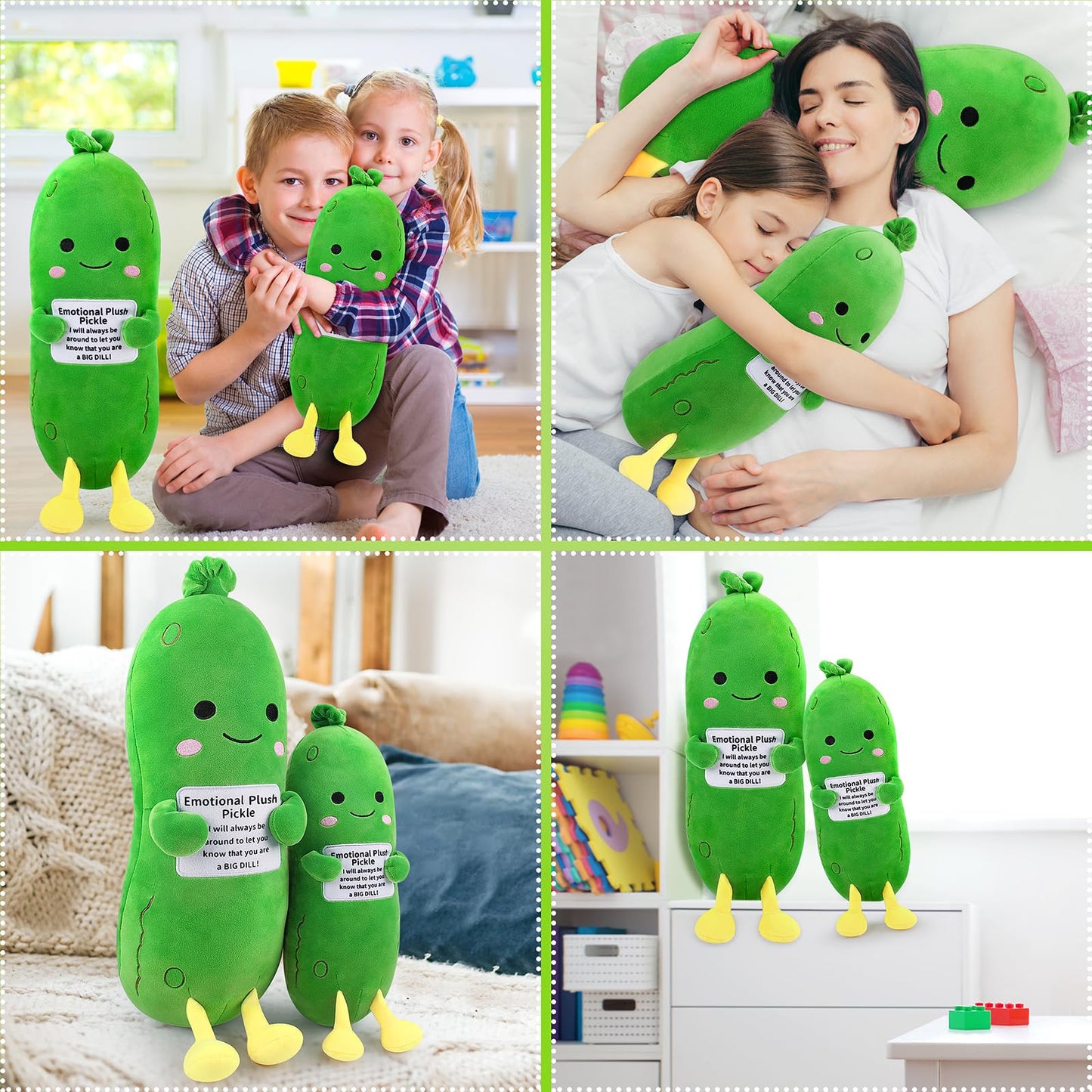 Sprinqdawin Emotional Plush Pickle,Pickle Stuffed Animal-20” Plushies Cucumber Stuffed Animal with Positive Words,Kawaii Plush Toys Birthday