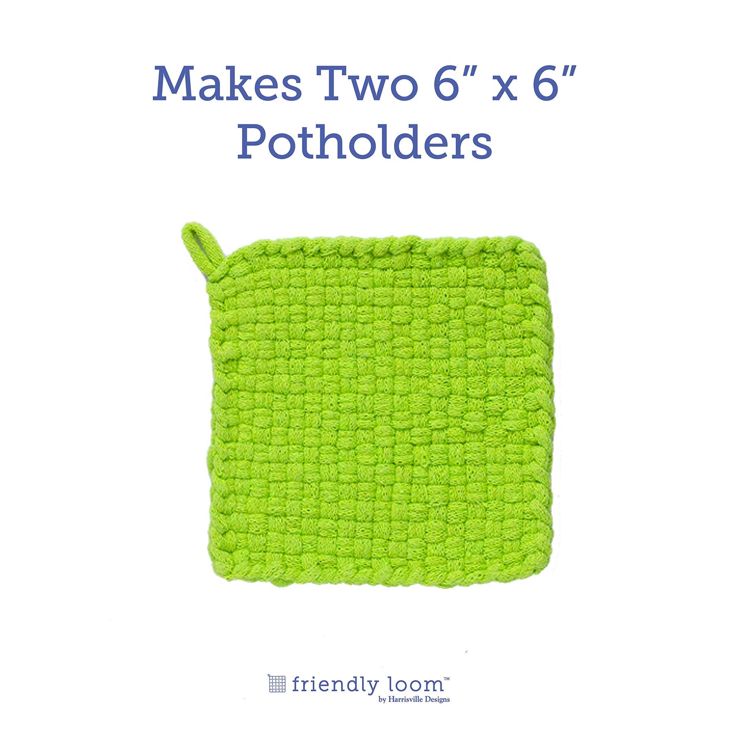 Harrisville Designs Friendly Loom Lime Color Potholder Cotton Loops 7" Traditional Size Loops Make 2 Potholders, Weaving Yarn Crafts Activities