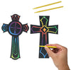 Podzly 50 Scratch Art Cross Ornament Craft Kit - Easter Religious Crafts for Kids, Scratch Art Crosses Church Gifts for Children, Kids Party Favors