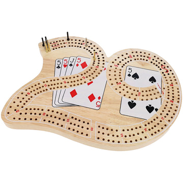 WE Games Classic 29 Cribbage Set - Solid Wood 3 Track Board with Metal Pegs, Unique Design and Cribbage Board Game Set for Adults, 9 Metal Cribbage