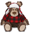 DolliBu Super Soft Plush Red Plaid Outfit Grizzly Bear - Adorable Playtime Zoo Bear Plush with Clothes, Cute Cuddle Gift - 9 Inches