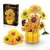 PLAYBRIX Sunflower Building Set Flowers with Vase for Adult, Compatible with Lego Flowers, 1009pcs Art Bonsai Botanical Collection for Home/Office