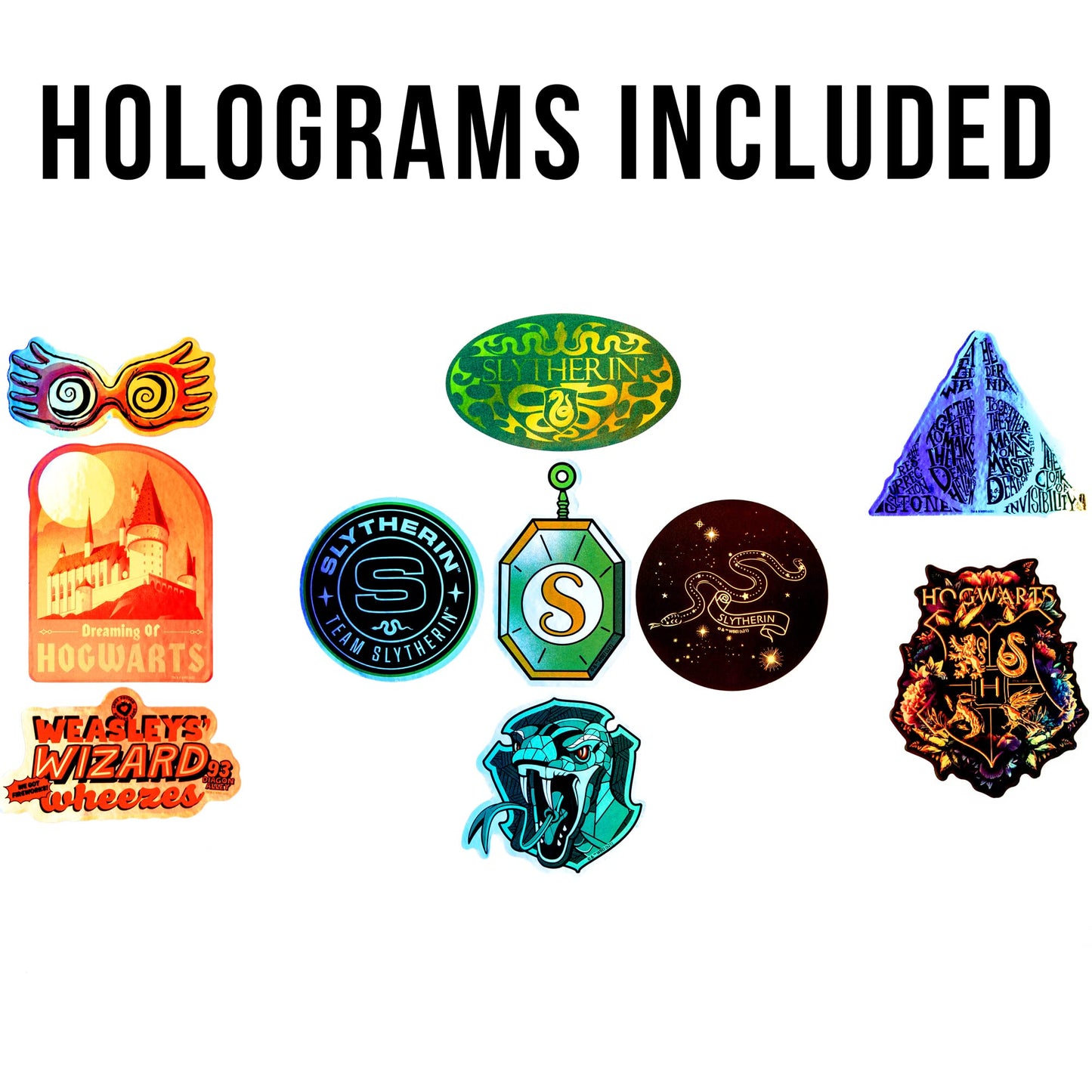 Conquest Journals Harry Potter Slytherin Vinyl Stickers, Unique Stickers Including Holograms, Waterproof and UV Resistant, Great for All Your Gadgets