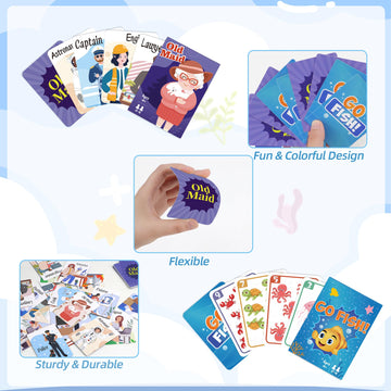 Card Games,Go Fish and Old Maid Card Game for Kids Ages 4-8,Fun Classic Interactive Games for Kids Toddlers Adults,Perfect for Stocking Stuffers