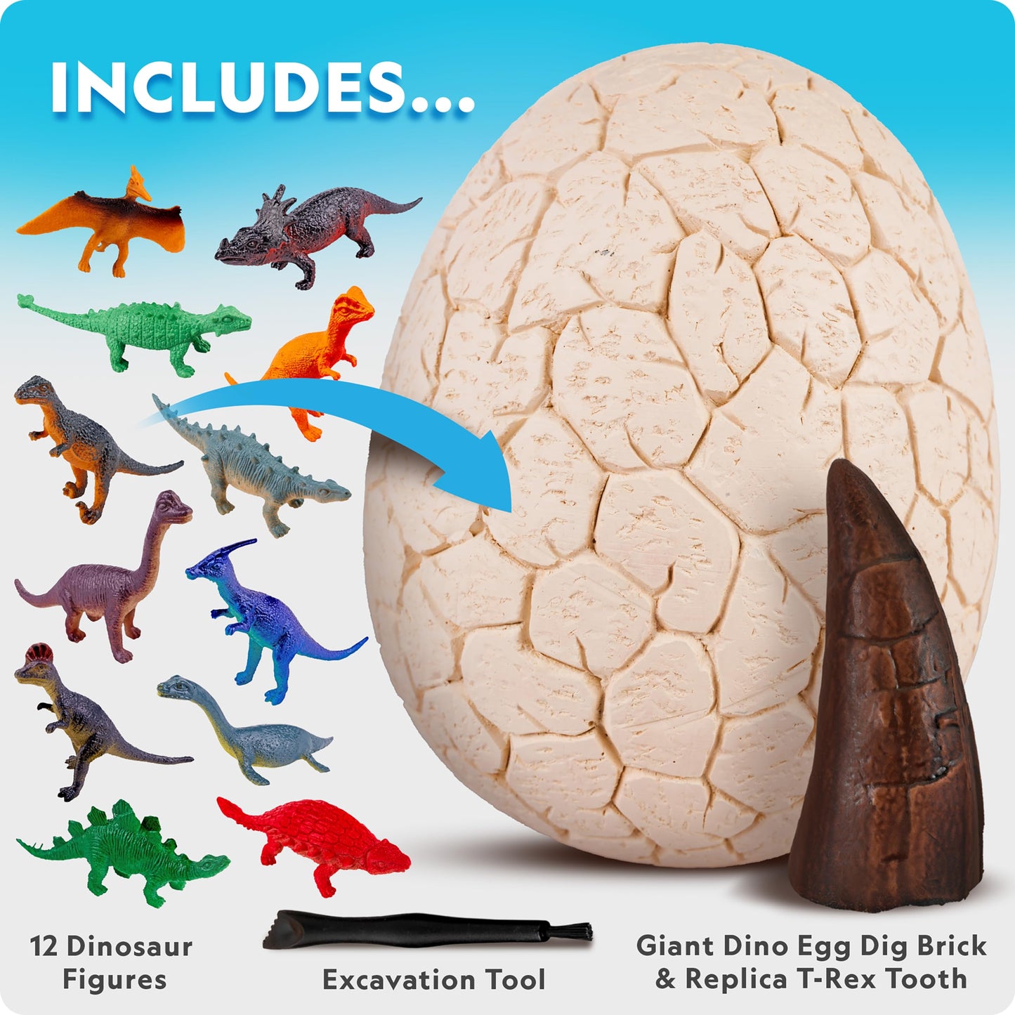National Geographic Jumbo Dinosaur Egg Dig Kit with 12 Dino Figures