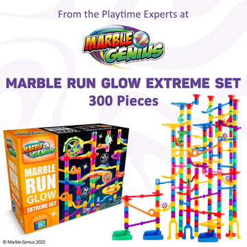Marble Genius Marble Run Race Track - 300-Piece Multicolor Glow Extreme Set - STEM Building Toy & Marble Race Set for Kids Ages 4+