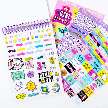 Just My Style 1100 Vinyl Sticker Book, Sparkly Spiral Bound Book With Positivity Quotes, Tie Dye Stickers, Sweet Treats & More, Great For Back