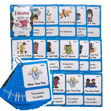 Zwttey Idioms/Pronouns 2 Themes English Flashcards Vocabulary Building Pocket Cards Grammar Educational Learning Aids Pre-Kindergarten Classroom