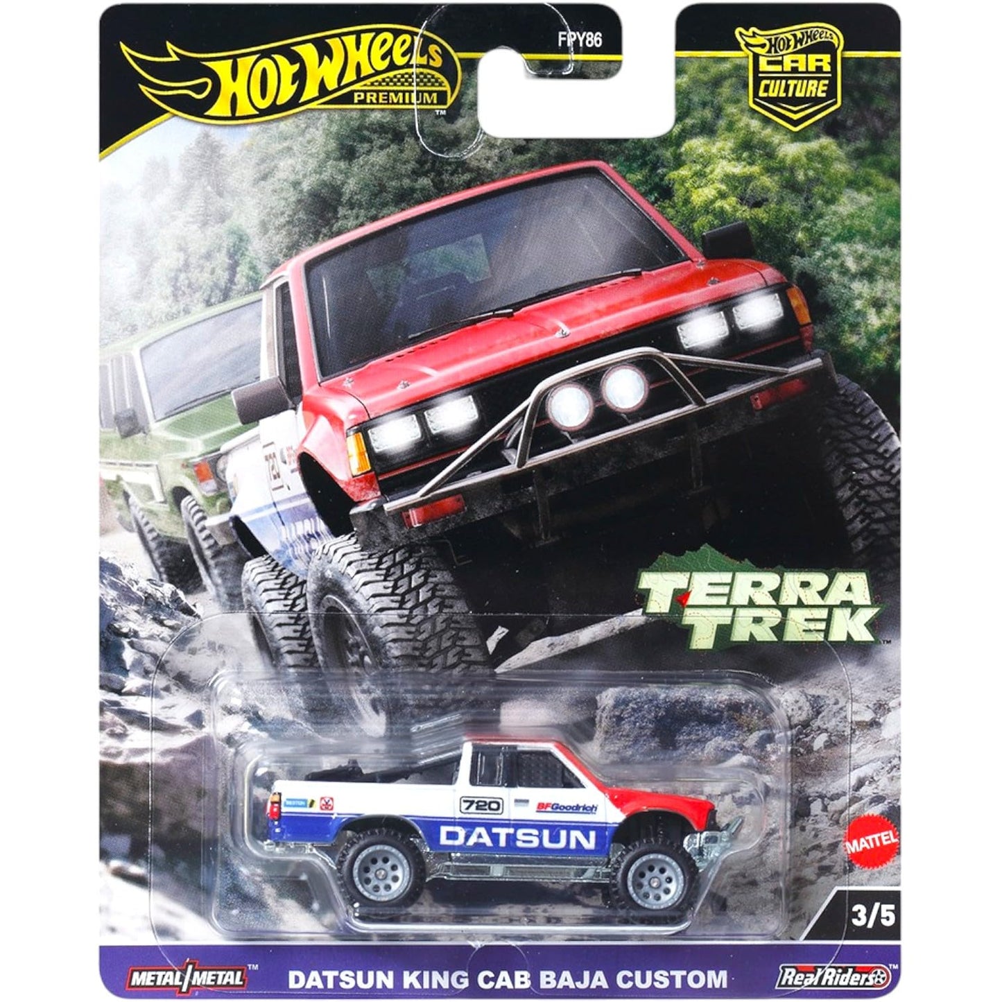Hot Wheels Terra Trek Off-Road Collection, 5 Die-Cast Cars Set, Hummer H1, Jeep Gladiator, Datsun King Cab, Toyota Land Cruiser, Mitsubishi Pajero
