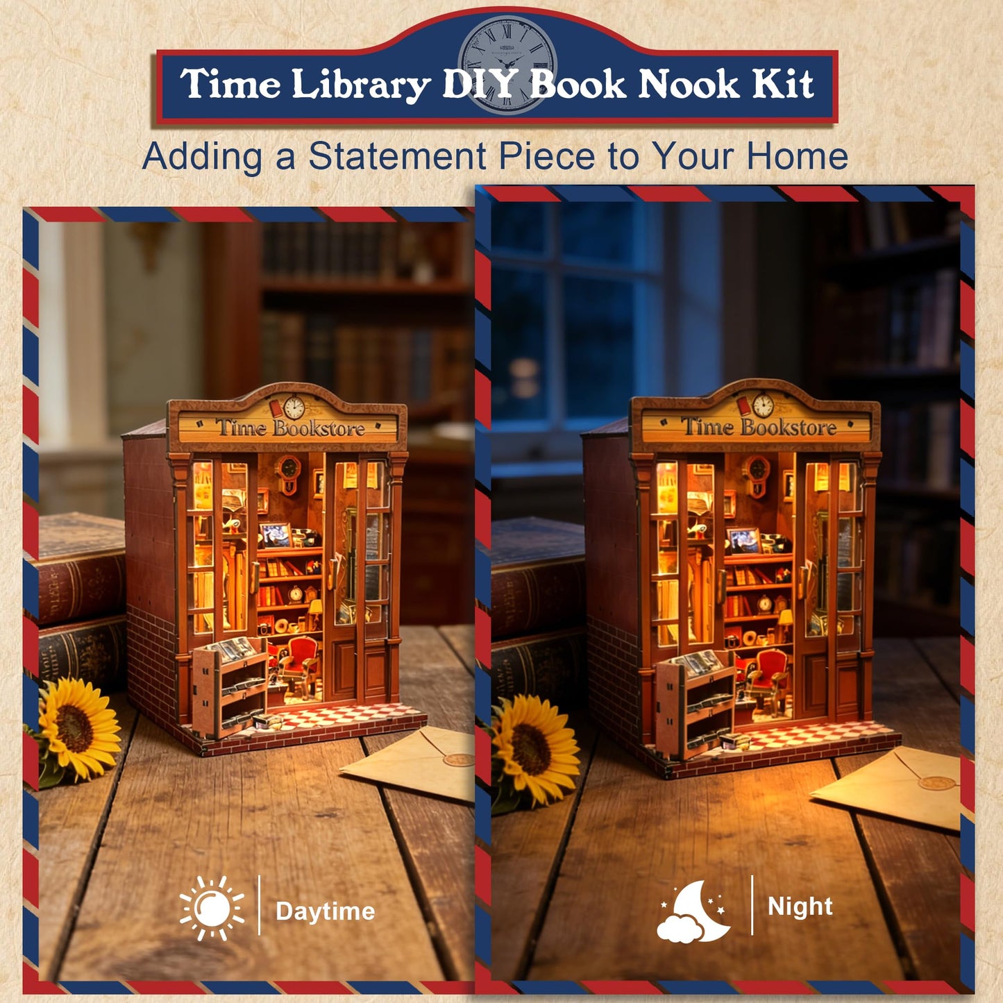 DIY Miniature House Kit, DIY Book Nook with LED Light | 3D Puzzles for Adults and Teens, Tiny House Building Kits for Bookshelf Decor, Relaxing Gift