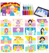 MoimTech Sand Art Kits for Kids,16 Arts and Crafts Designs,Sheet Art Painting Cards,Princess and Castle Theme,Reusable Tray 12 Color Sands