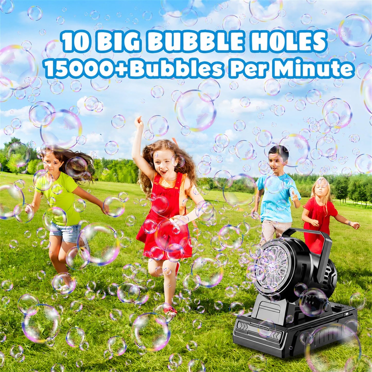 SHCKE Automatic Bubble Machine 10 Holes Bubble Blower,45° Adjustable