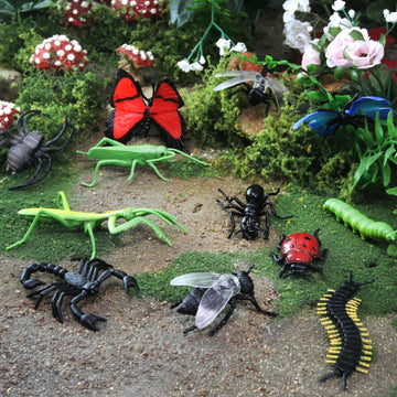Safari Ltd. Insects TOOB - 14 Mini Figurines: Caterpillar, Dragonfly, Centipede, Grasshopper, Ladybug, Spider, Bee, Scorpion, Mantis, & More