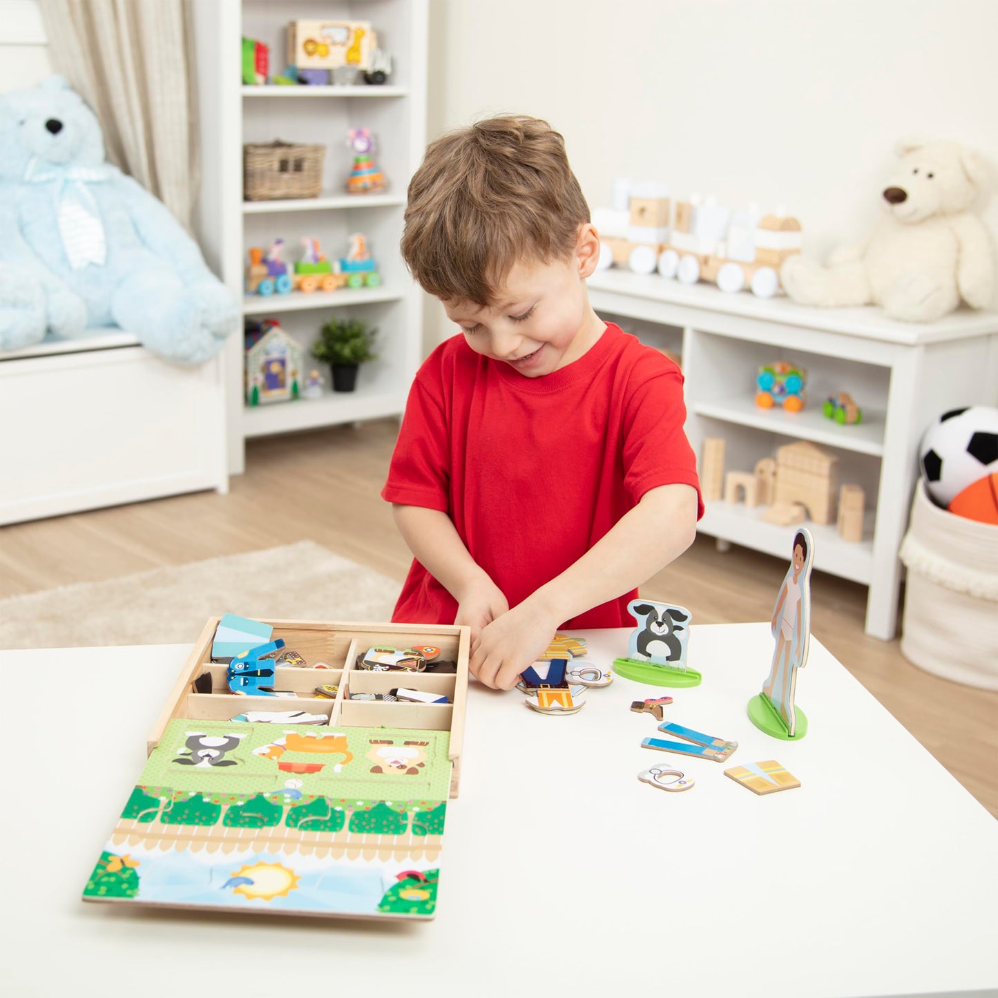 Melissa & Doug Occupations Magnetic Dress-Up Wooden Pretend Play Set (74 pcs) - Magnetic Dress-Up Dolls For Kids
