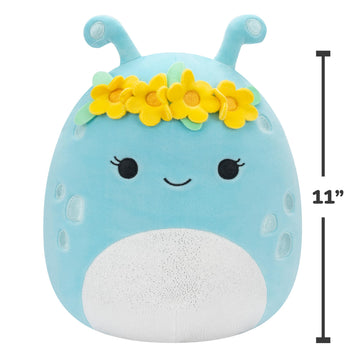 Squishmallows Original 11in Natnat The Pastel Blue Alien with Flower Crown - Official Jazwares Plush (Medium-Sized)