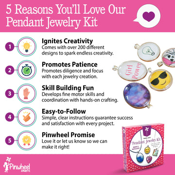 Pinwheel Crafts Pendant Jewelry Making Kit for Girls 8-12+ Years, Necklace and Bracelet Making Kit for Kids - Single Craft to Create Multiple Necklace