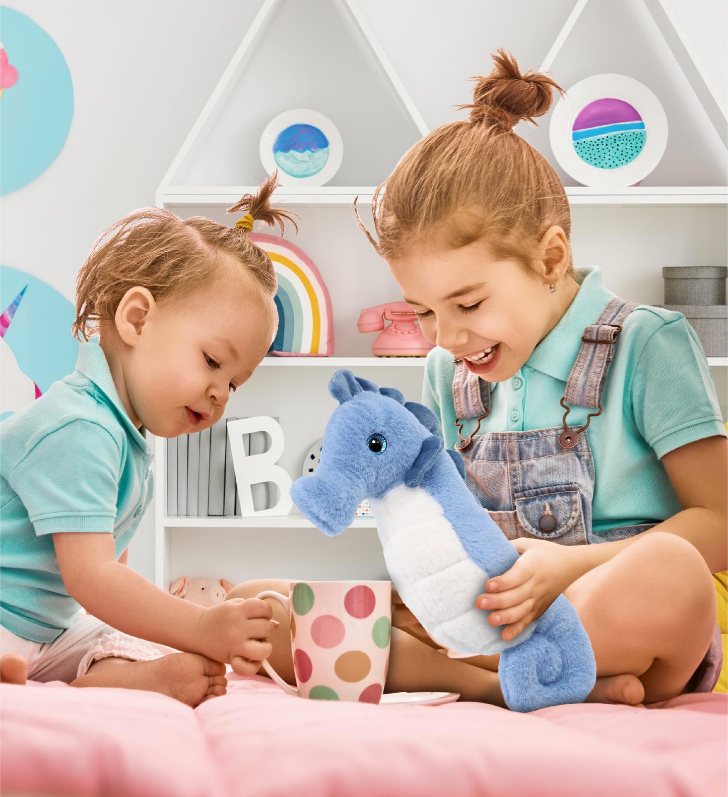 DolliBu Blue Seahorse Super Soft Stuffed Animal, Cute Realistic Stuffed Animals for Girls, Boys, Adults Animal Gifts, Kids Zoo Ocean Nursery Decor