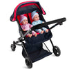 Double Doll Stroller for Twin Baby Dolls - Convertible Seat Toy Stroller for Toddlers 3 Years and up, Adjustable Handle with Storage Basket, Red