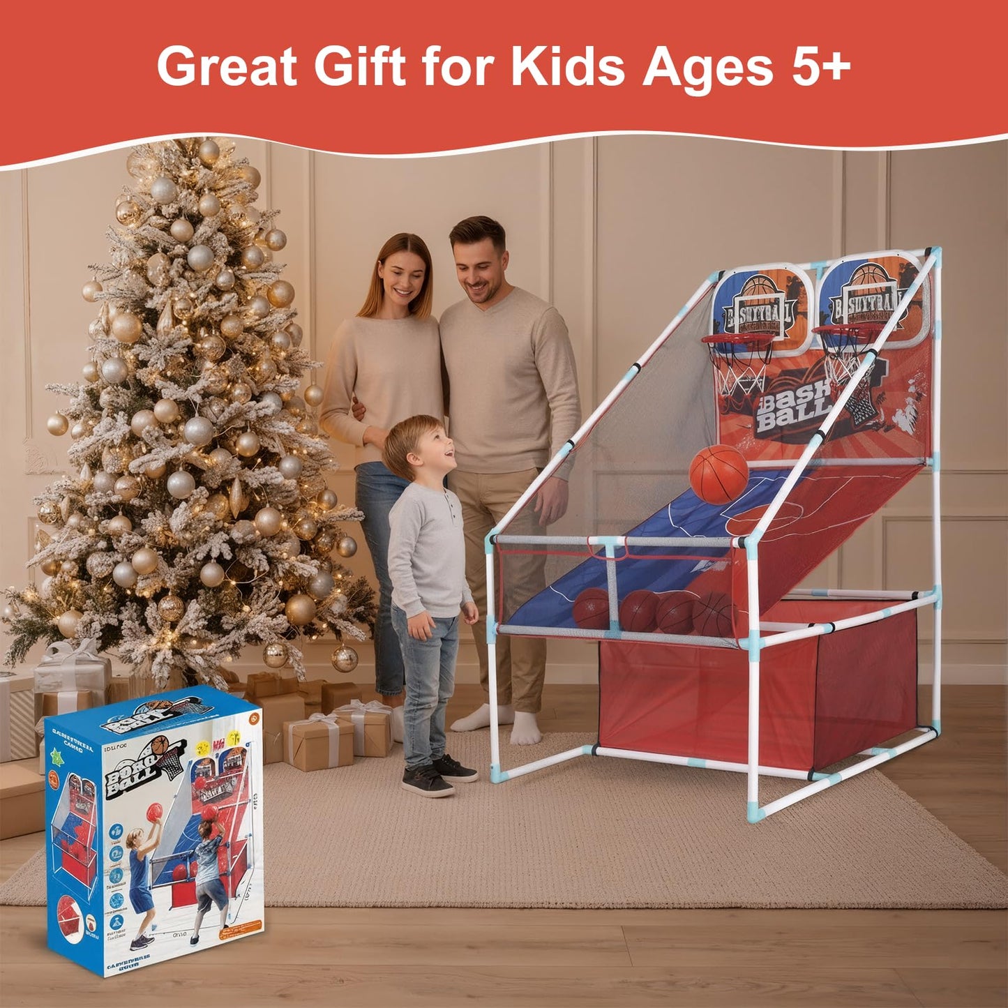 Basketball Arcade Game, Double Basketball Hoop indoor Sports Game for kids