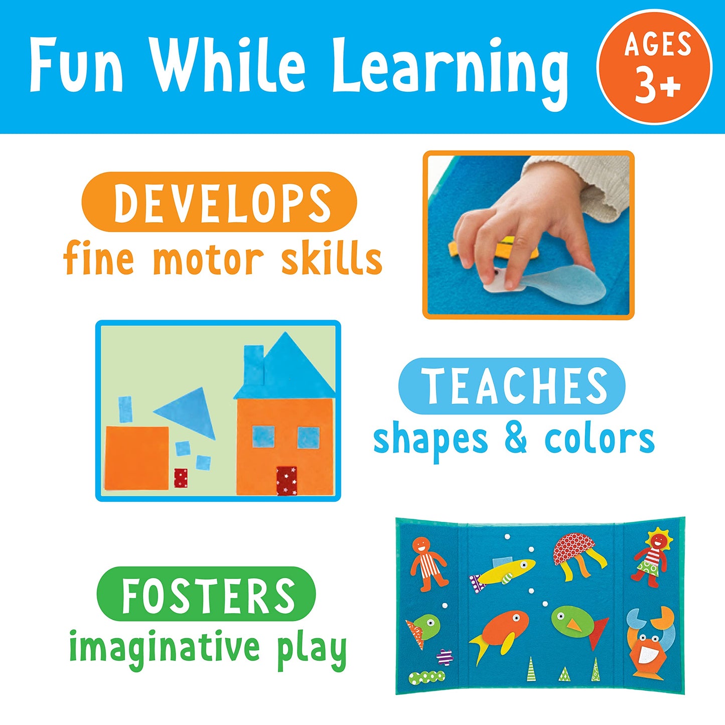 Creativity for Kids My First Fun Felt Shapes - Travel Friendly Felt Board for Toddlers, Toddler Crafts and Pretend Play, 100+ Felt Pieces