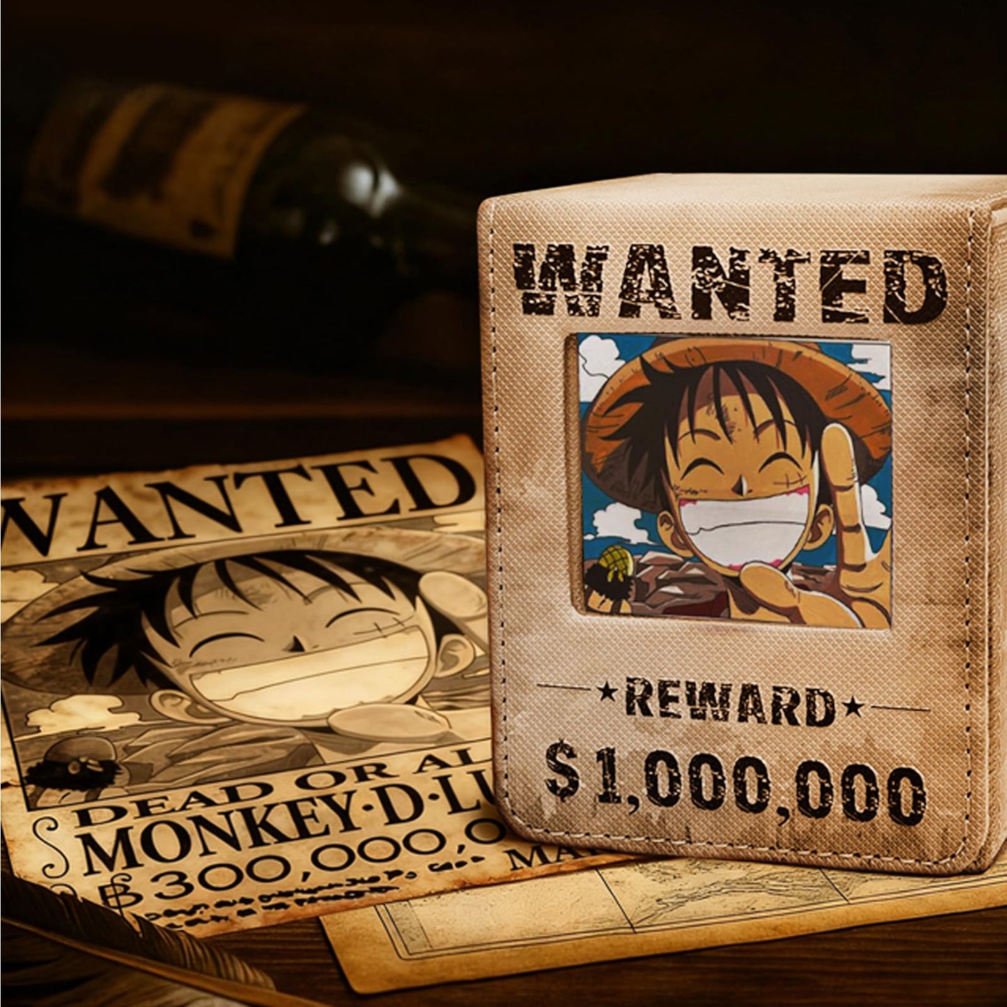 Venssu Wanted Poster Themed Deck Box with Commander Display, MTG Card Deck Case Fit 120 Single Sleeved Cards, PU Leather Magnetic Card Storage Box