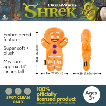 Shrek Gingy Gingerbread Man Bedding Super Soft Cozy Cuddle Pillow, (Officially Licensed Product) by Franco