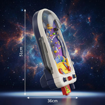 OLEOCA Tabletop Pinball Machine - Space Board Game with Obstacles, Pull-Rod Launcher, Two-Hand Controls, Ball Storage Tray, 1-2 Player Arcade Games