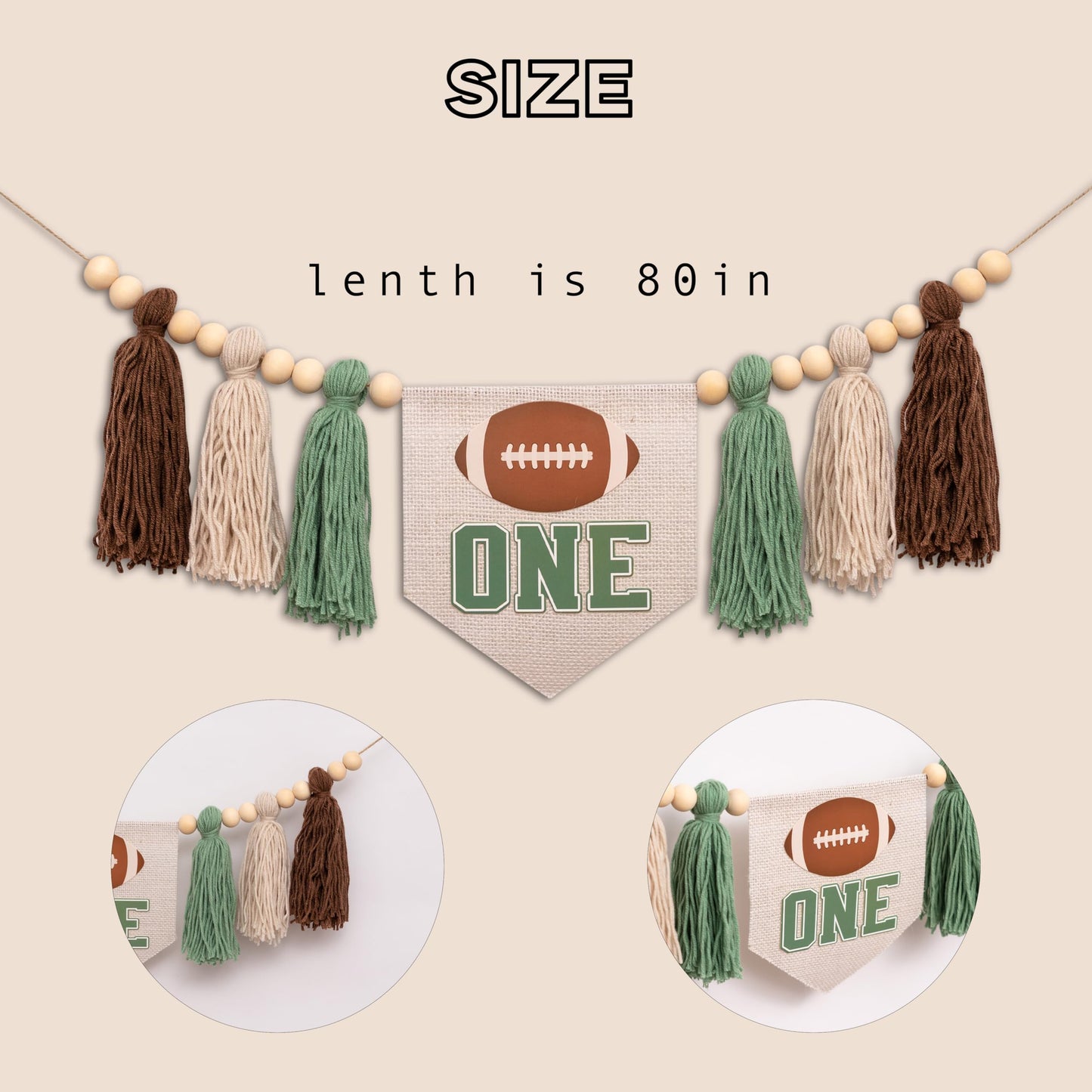 ZAIBIANHAO Football First Birthday High Chair Banner