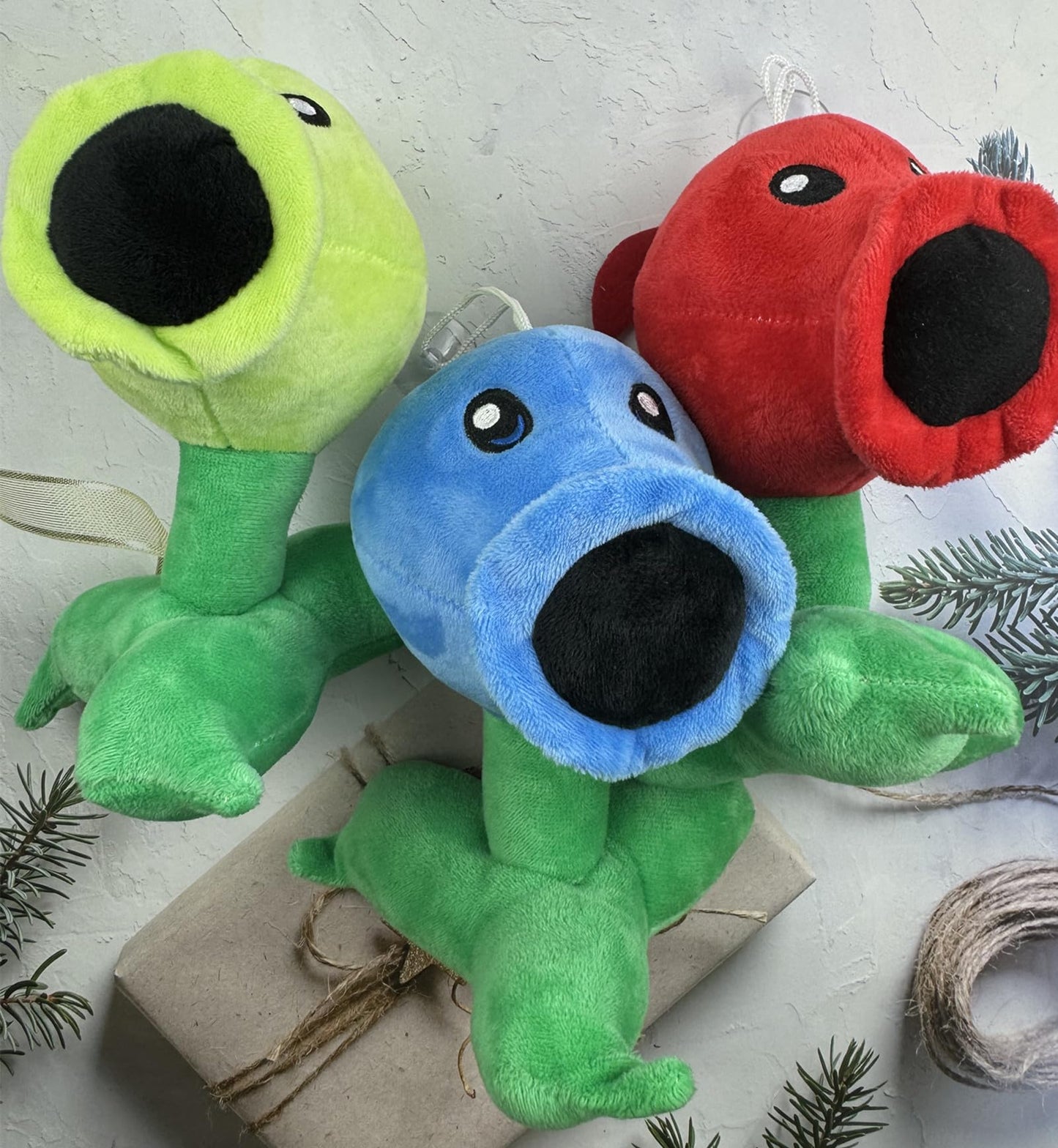 JHESAO 3 PCS Plants and Zombies Peashooter Plush Pea Sets Zombies Toys PVZ Plushies 1 2 Stuffed Soft Doll Pea 3 New